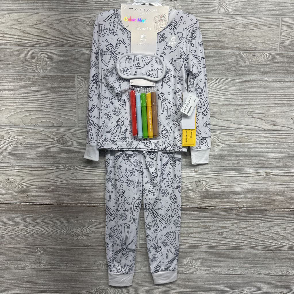 NEW 2 Pc LS Color Me PJs Elves 5-6
