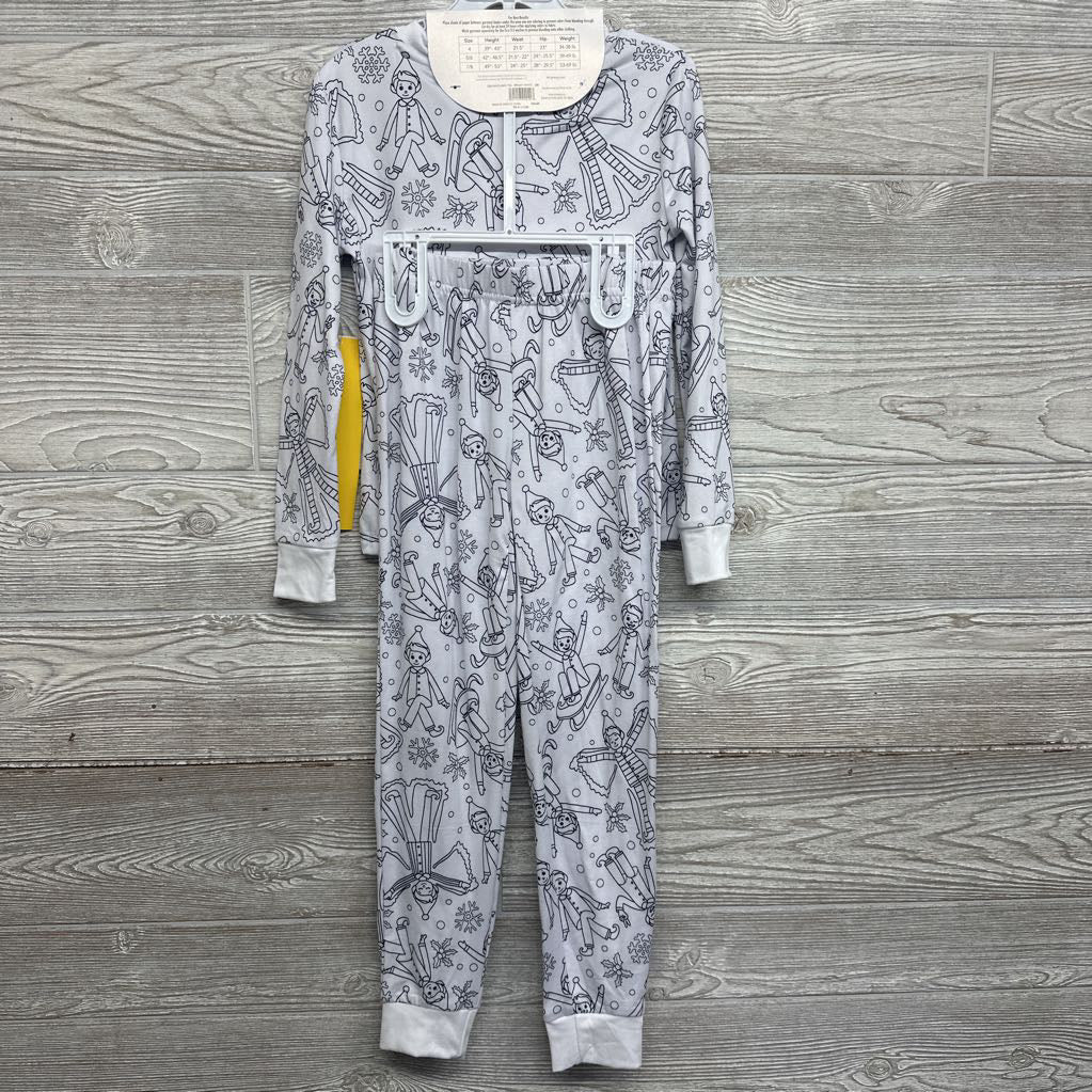 NEW 2 Pc LS Color Me PJs Elves 5-6