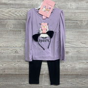 NEW LS Shirt Too Cute To Spook & Leggings W/ Cat Ear Headband 6
