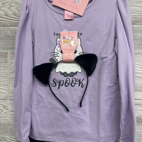 NEW LS Shirt Too Cute To Spook & Leggings W/ Cat Ear Headband 6