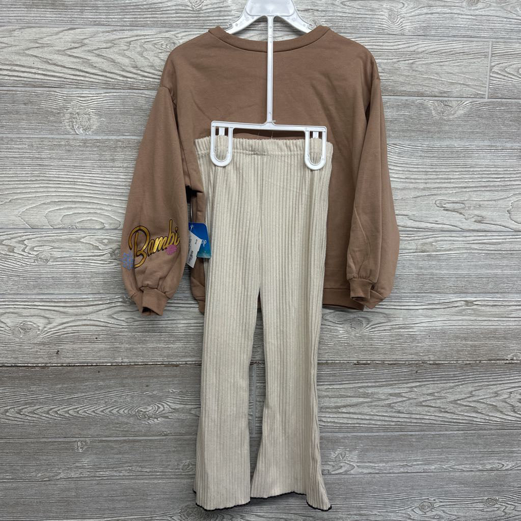 NEW Crewneck Bambi Flowers & Ribbed Flare Pants 6
