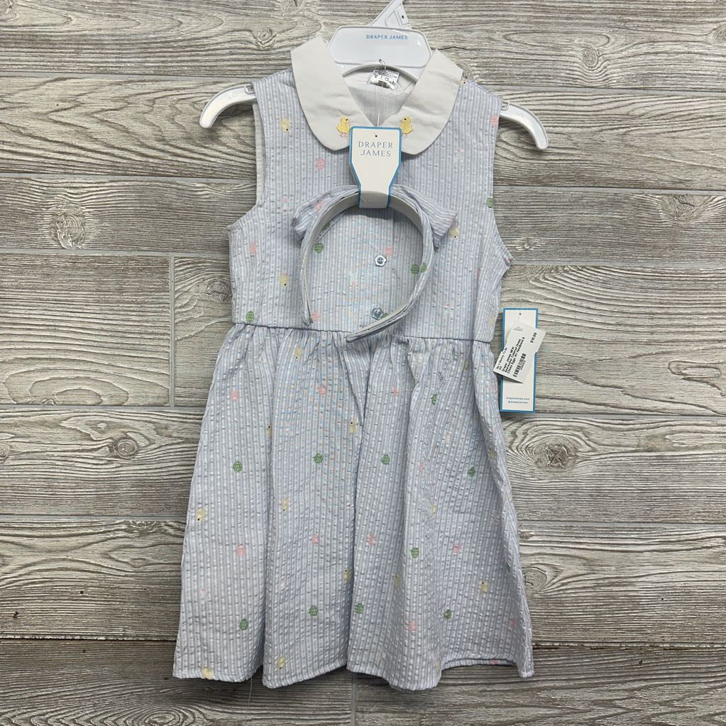 NEW Seersucker Collared Dress Chicks Eggs W/ Headband 6