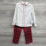 NEW 2 Pc LS Button Up PJs Embroidered Candy Canes Plaid 6 *