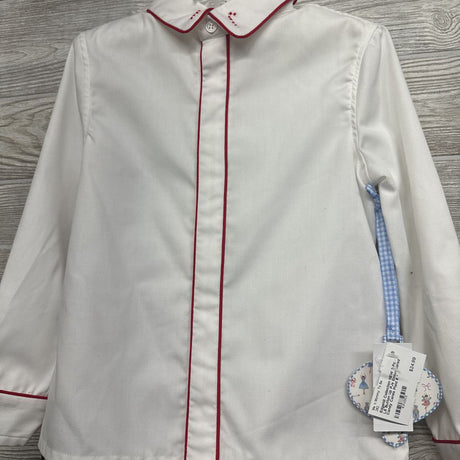 NEW 2 Pc LS Button Up PJs Embroidered Candy Canes Plaid 6 *