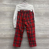 NEW 2 Pc LS Button Up PJs Embroidered Candy Canes Plaid 6 *
