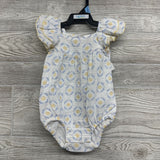 NEW Gauze Flutter Sleeve Romper Flowers 3-6M