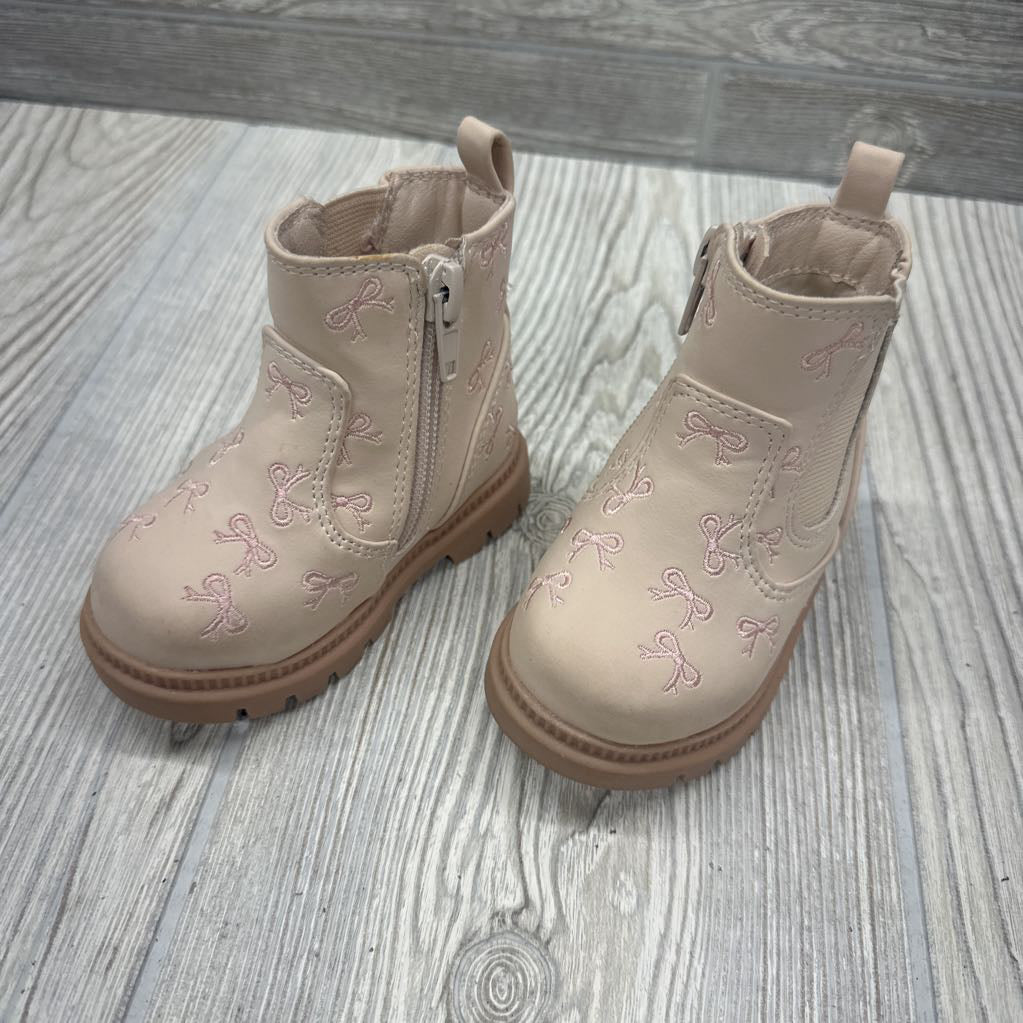 Side Zip Ankle Boots Bows 3c