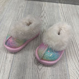 Faux Fur Lined Clog Slippers Glitter 2c