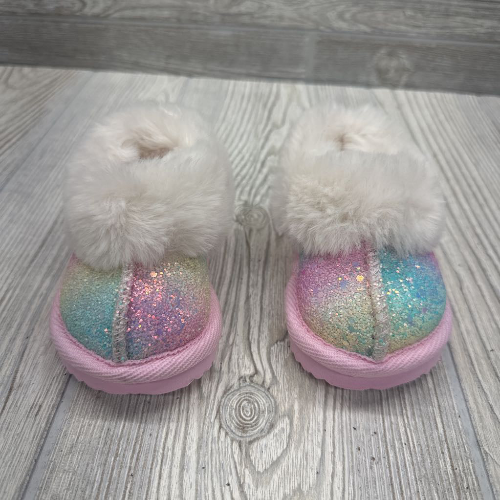 Faux Fur Lined Clog Slippers Glitter 2c
