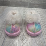 Faux Fur Lined Clog Slippers Glitter 2c