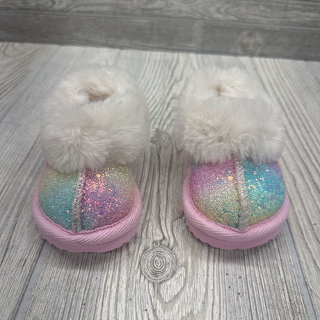 Faux Fur Lined Clog Slippers Glitter 2c
