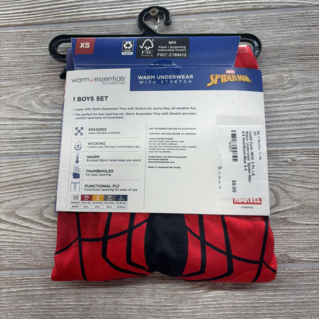NEW 2 Pc LS Warm Underwear Spider-Man 4-5