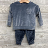 LS Velour Shirt Bear Chest Pocket & Joggers Stripes 9M