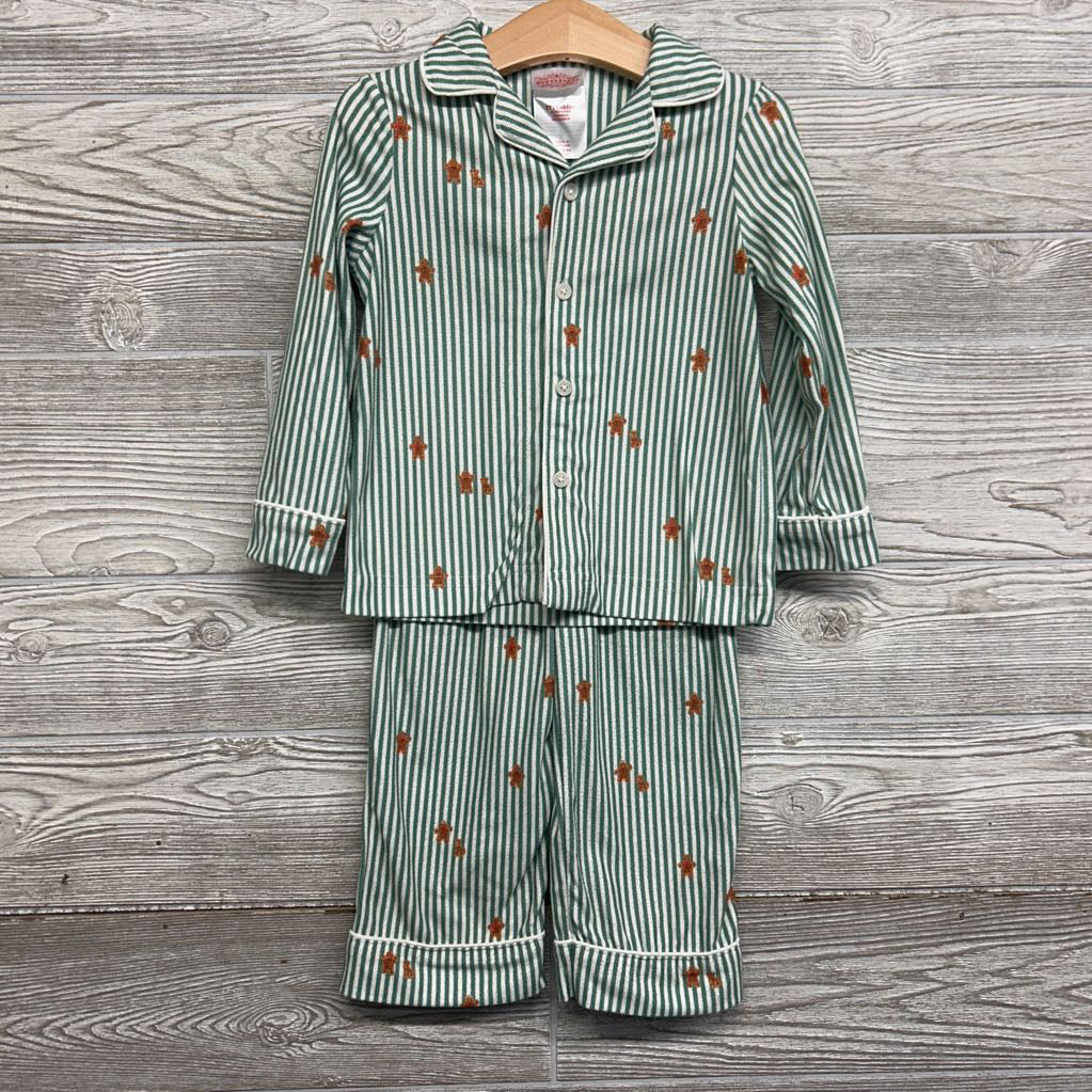 2 Pc LS Button Up PJs Stripes Gingerbread 3T