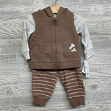 NEW Vest W/ Hood, LS Bodysuit Dogs & French Terry Joggers Stripes 9M