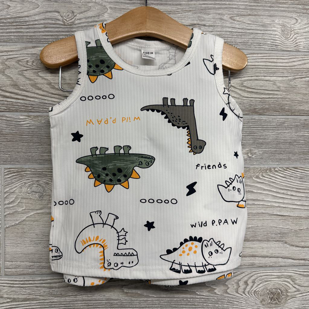 Ribbed Tank Top & Shorts Dinosaurs 12-18M