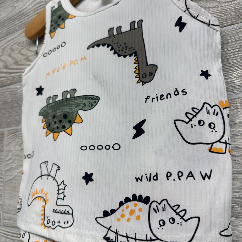 Ribbed Tank Top & Shorts Dinosaurs 12-18M