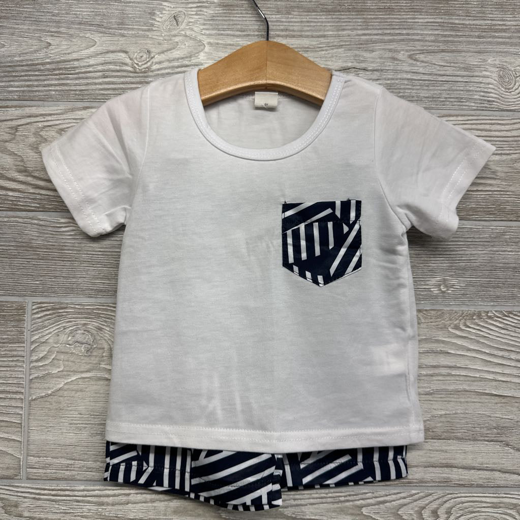 NEW Shirt Chest Pocket & Shorts Printed 18-24M