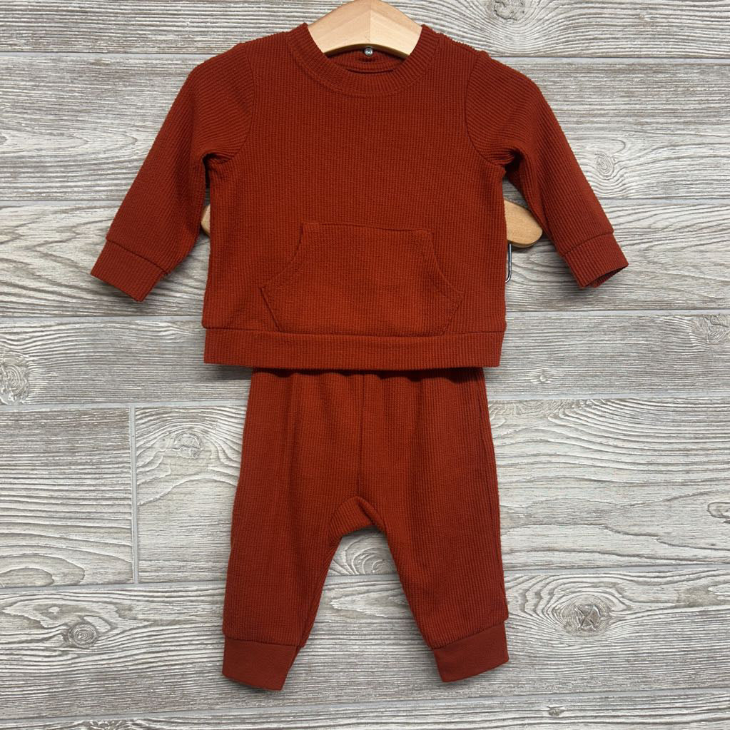 LS Waffle Knit Shirt & Joggers 3-6M