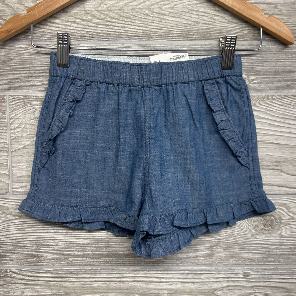 Pull On Chambray Shorts Ruffle Trim 8