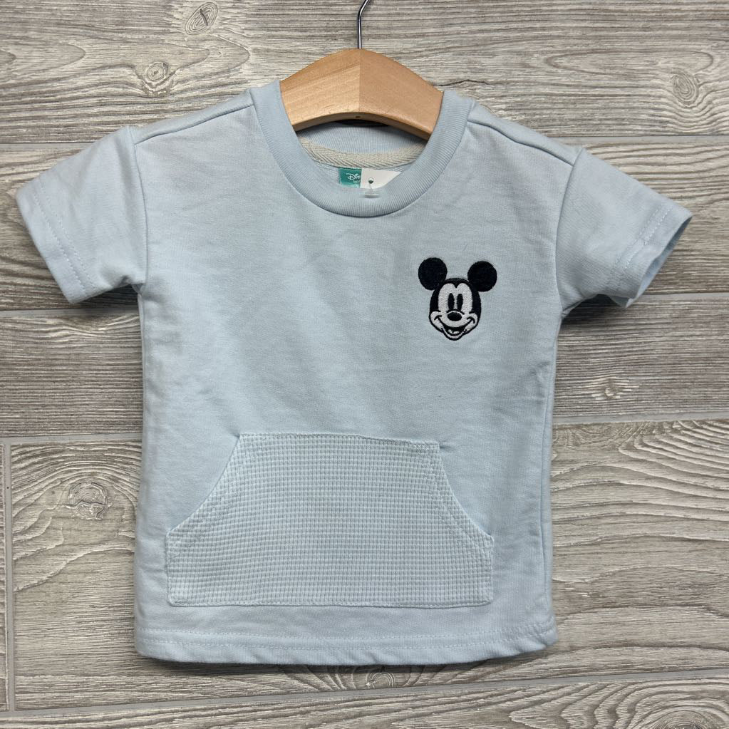 French Terry Shirt Mickey Mouse & Shorts Waffle Knit Sides 6-9M