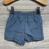 Chambray Button Up Shirt Chest Pocket Anchor & Pull On Shorts 6M