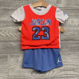 Twofer Jersey Shirt Pixel Logo & Mesh Active Shorts 12M