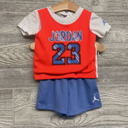 Twofer Jersey Shirt Pixel Logo & Mesh Active Shorts 12M