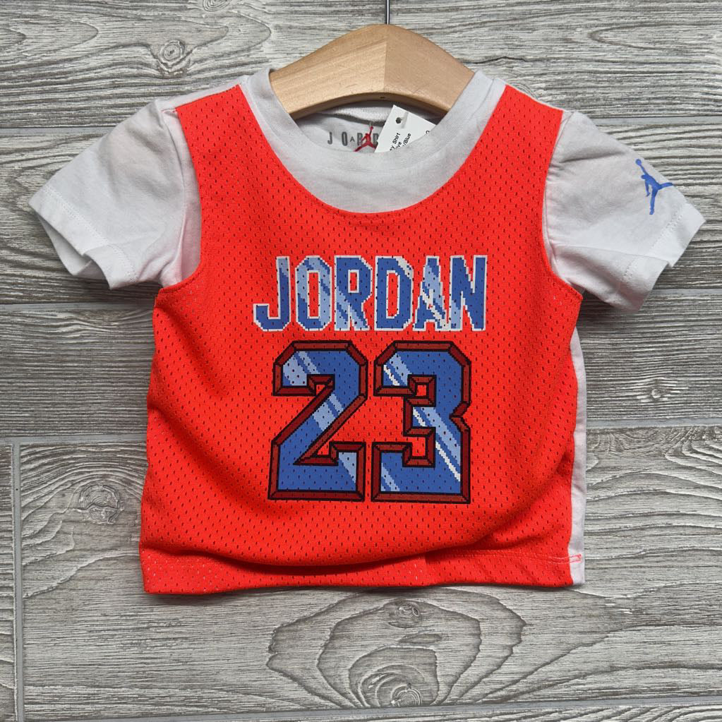 Twofer Jersey Shirt Pixel Logo & Mesh Active Shorts 12M