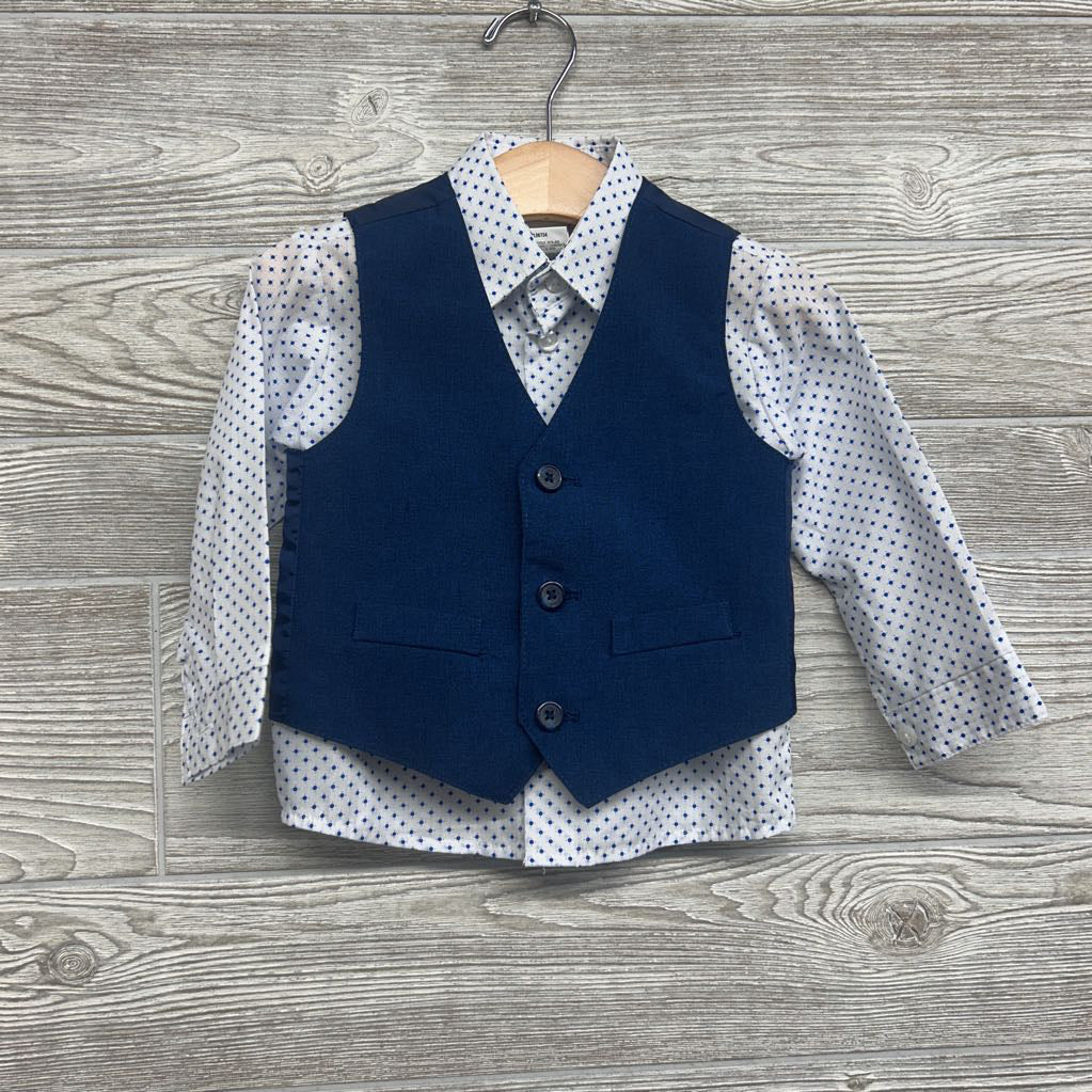 LS Button Up Dress Shirt Dots & Dress Pants 18M