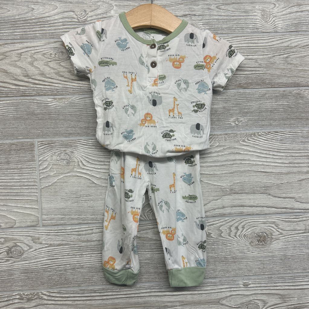 Bamboo Henley Bodysuit & Pants Better Together Animals 6-9M