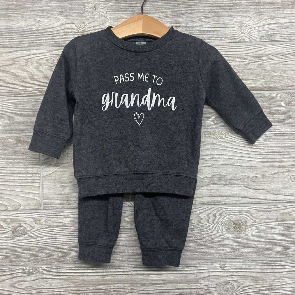 LS Shirt Pass Me To Grandma & Harem Joggers 6-12M