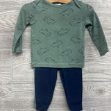 LS Bodysuit Dinosaurs & 2 Pk Pants Dinosaurs/Dino Butt 12M