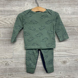 LS Bodysuit Dinosaurs & 2 Pk Pants Dinosaurs/Dino Butt 12M