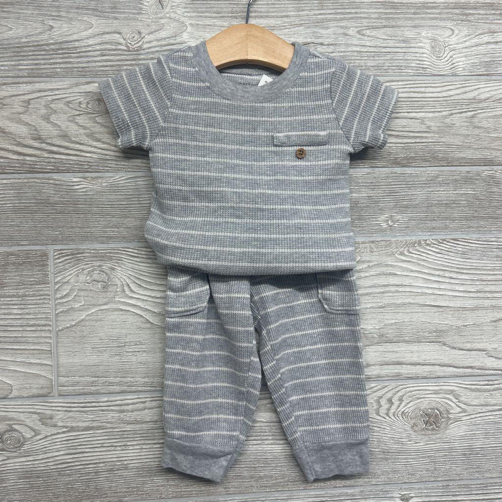 Waffle Knit Shirt & Cargo Joggers Stripes 9M