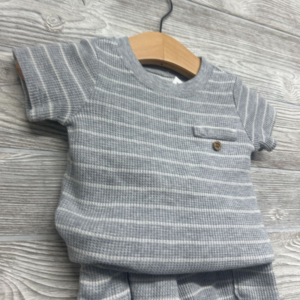 Waffle Knit Shirt & Cargo Joggers Stripes 9M