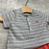 Henley Bodysuit Stripes Crab & Pull On Shorts 6M
