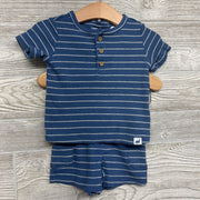 Waffle Knit Henley Shirt & Shorts Stripes 12M