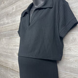 NEW V Neck Ribbed Shirt & Skirt Set Large
