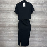 NEW V Neck Ribbed Shirt & Skirt Set Large