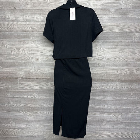 NEW V Neck Ribbed Shirt & Skirt Set Large