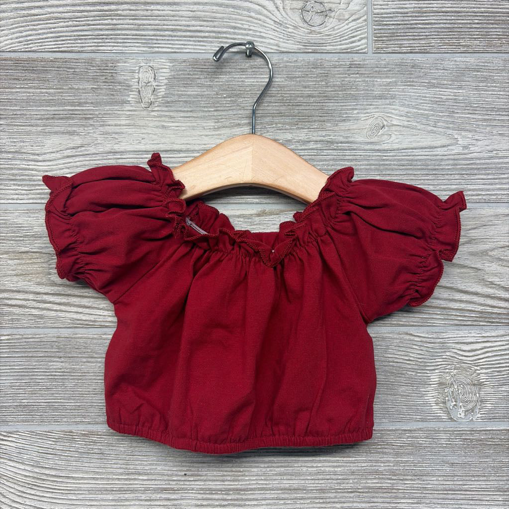 Off Shoulder Shirt & Paperbag Shorts W/ Belt Flowers 9-12M
