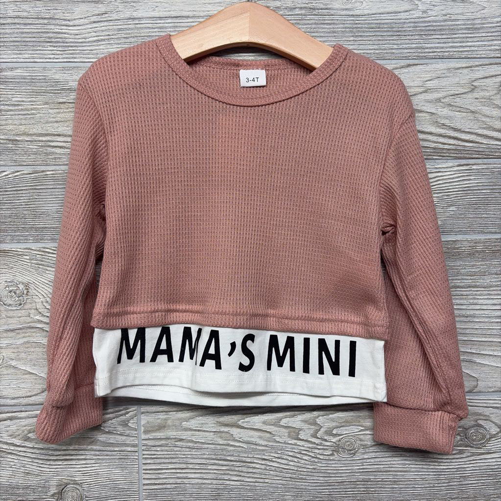 NEW LS Waffle Knit Shirt Mama's Mini & Pants Side Stripe 3-4T