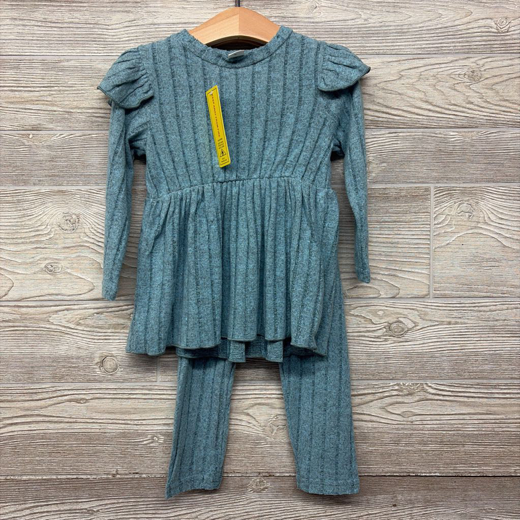 NEW LS Hacci Ribbed Peplum Shirt & Leggings 18-24M