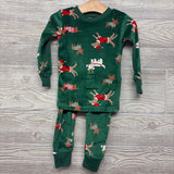 Nw/oT 2 Pc LS Cozy PJs Santa & Reindeer Dogs 18M