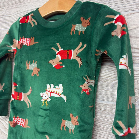 Nw/oT 2 Pc LS Cozy PJs Santa & Reindeer Dogs 18M