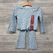NEW LS Ribbed Shirt & Flare Pants Hearts 18M