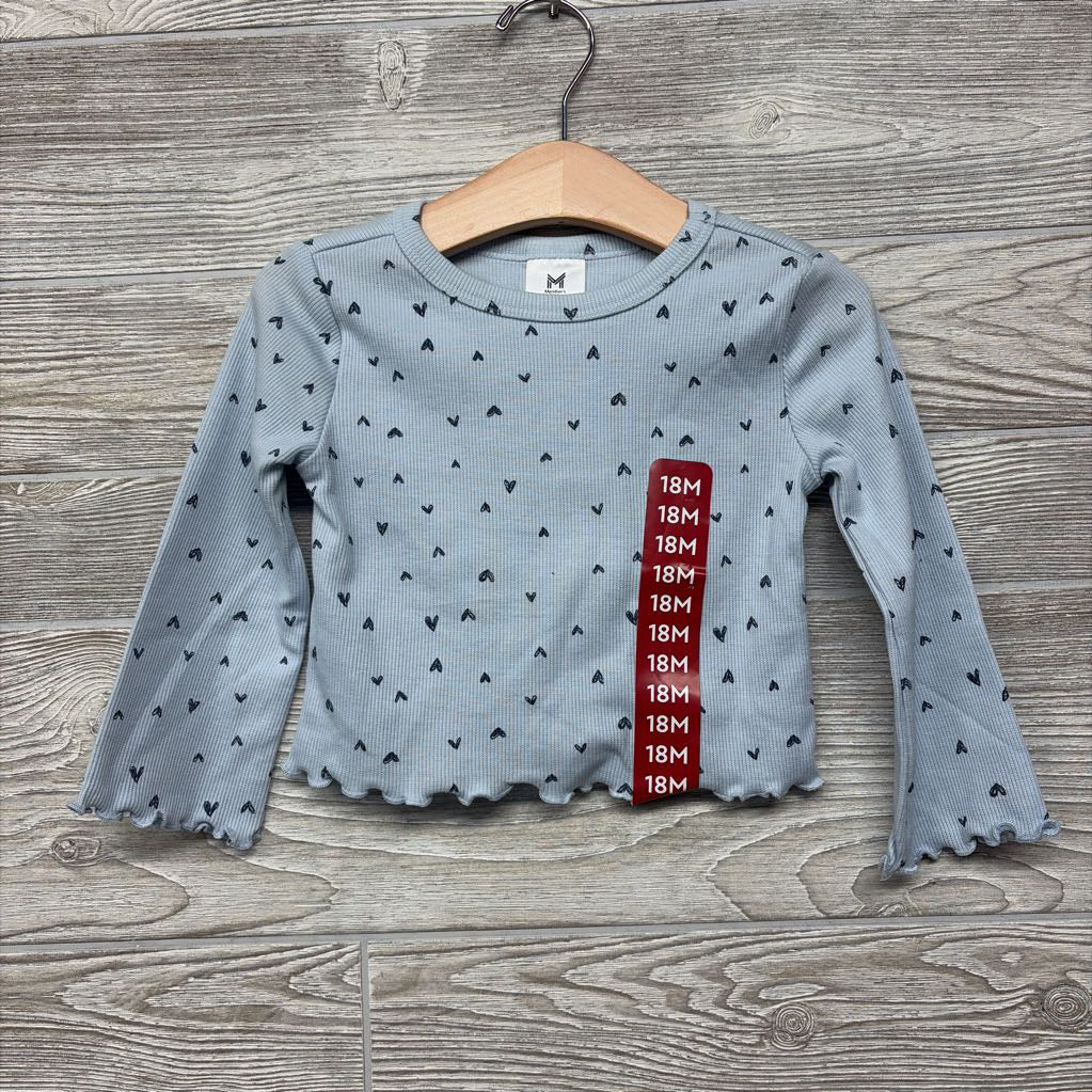 NEW LS Ribbed Shirt & Flare Pants Hearts 18M