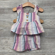 Gauze Flutter Sleeve Shirt & Shorts Stripes 2T