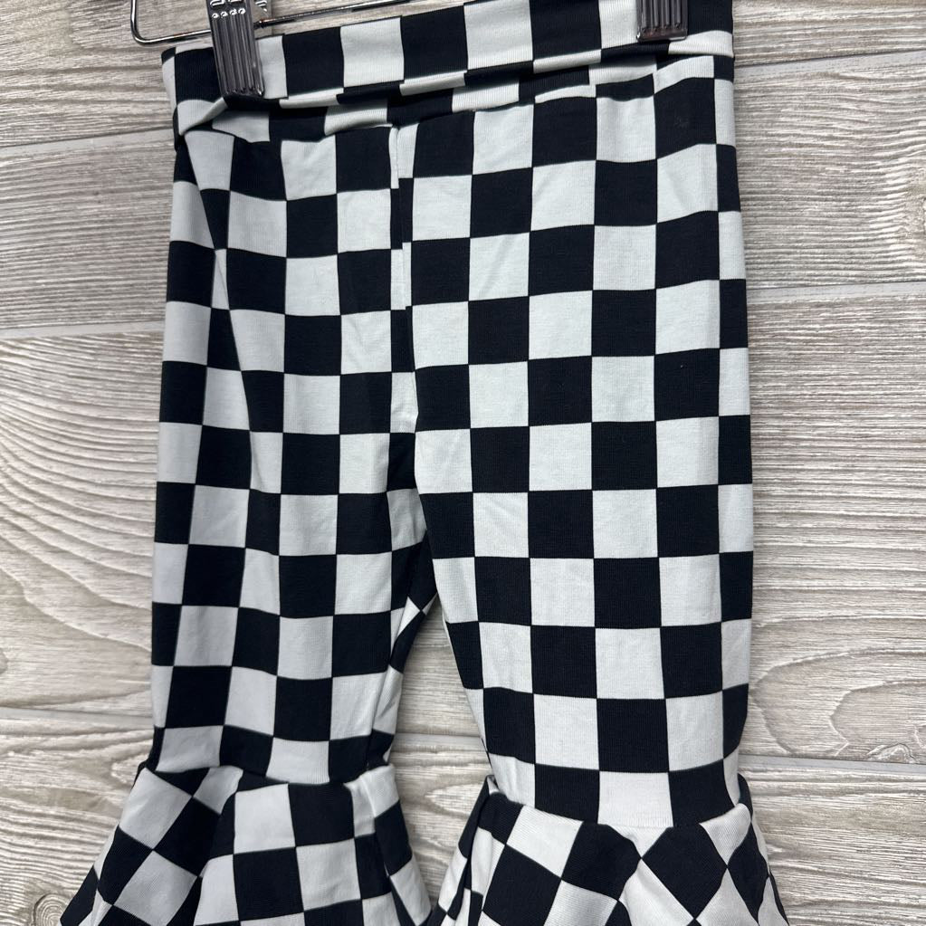 Fold Over Bell Bottom Pants Checker 2T
